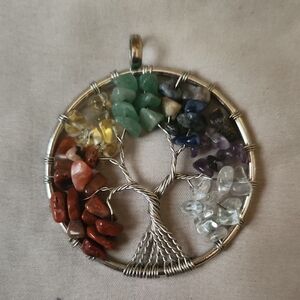 Tree of Life Multi-Gemstone Pendant Necklace - Unbranded